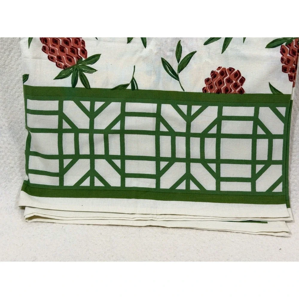 Pomegranate‎ Fruit Print Tablecloth 92x60 Cotton Green White Decorative